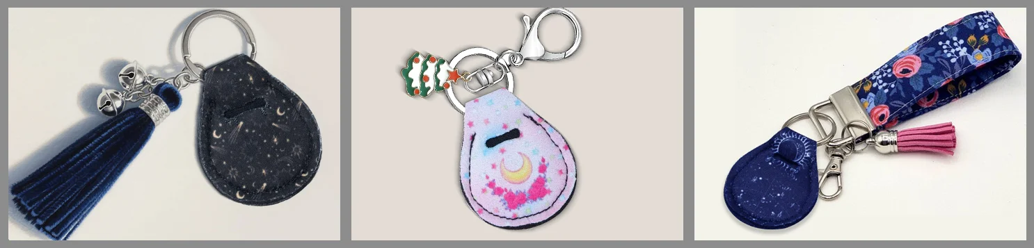 Neopren Apple AirTag und Token Halter Schlüsselanhänger mit anpassbaren Befestigungen